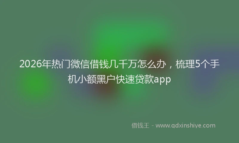 2026年热门微信借钱几千万怎么办，梳理5个手机小额黑户快速贷款app