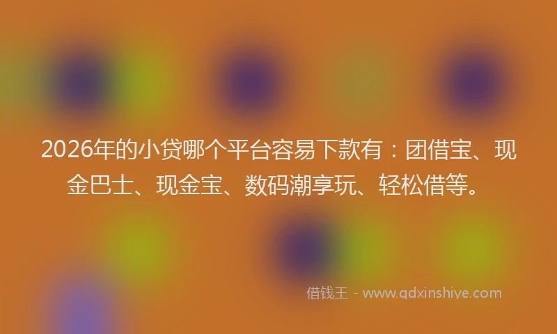 2026年的小贷哪个平台容易下款有：团借宝、现金巴士、现金宝、数码潮享玩、轻松借等。