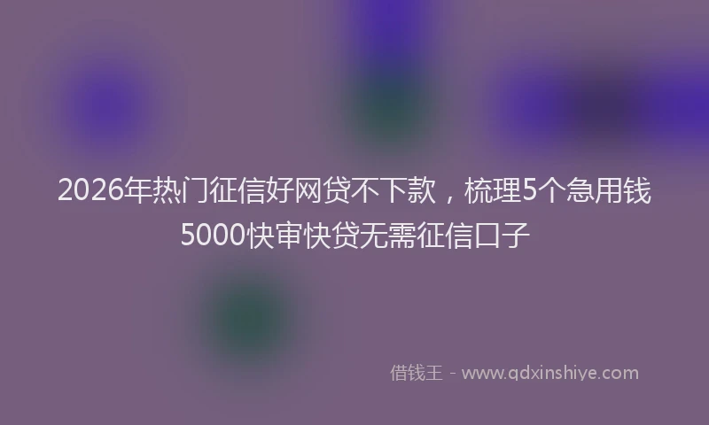 2026年热门征信好网贷不下款，梳理5个急用钱5000快审快贷无需征信口子