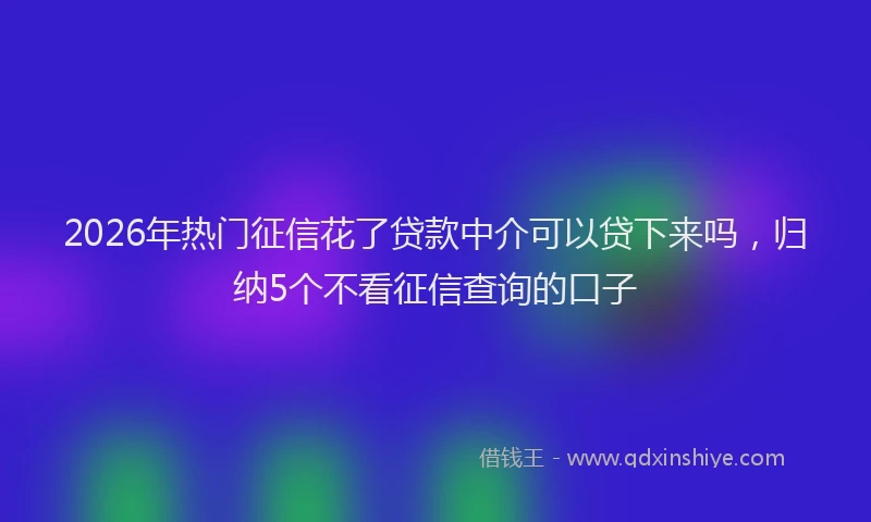 2026年热门征信花了贷款中介可以贷下来吗，归纳5个不看征信查询的口子