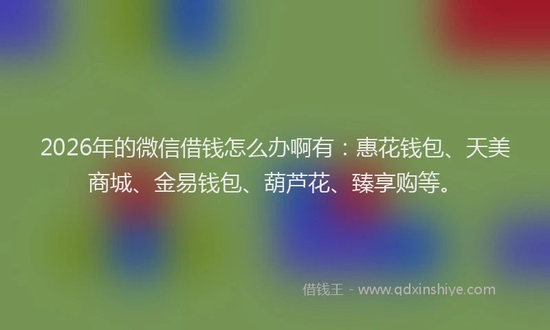 2026年的微信借钱怎么办啊有：惠花钱包、天美商城、金易钱包、葫芦花、臻享购等。