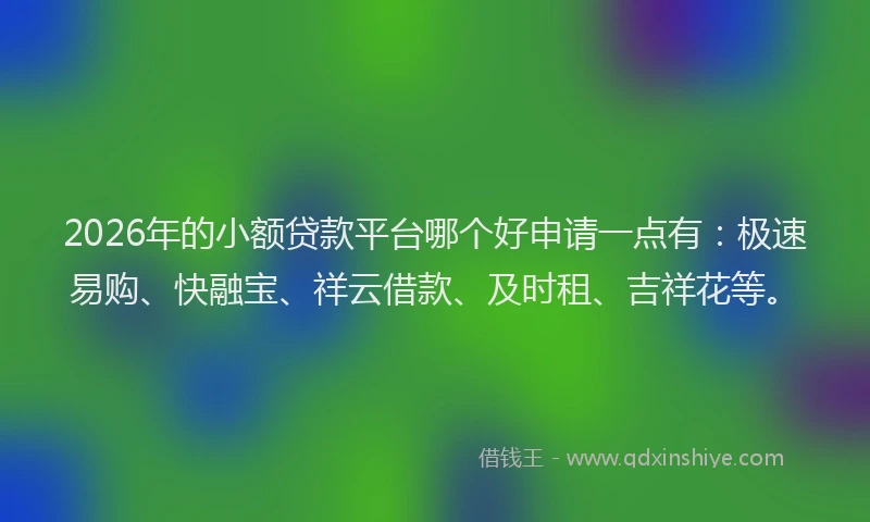 2026年的小额贷款平台哪个好申请一点有：极速易购、快融宝、祥云借款、及时租、吉祥花等。