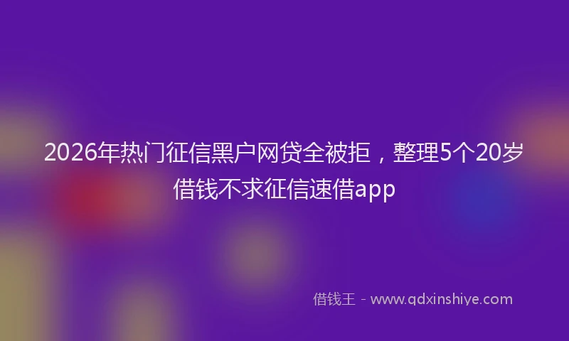 2026年热门征信黑户网贷全被拒,整理5个20岁借钱不求征信速借app