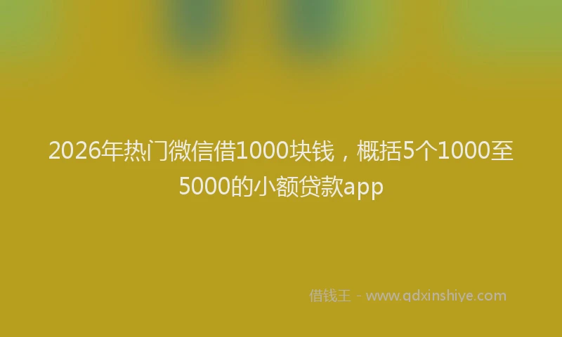 2026年热门微信借1000块钱，概括5个1000至5000的小额贷款app