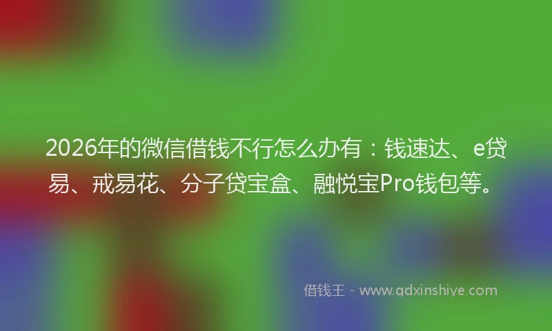 2026年的微信借钱不行怎么办有：钱速达、e贷易、戒易花、分子贷宝盒、融悦宝Pro钱包等。
