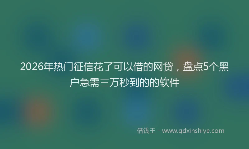 2026年热门征信花了可以借的网贷，盘点5个黑户急需三万秒到的的软件