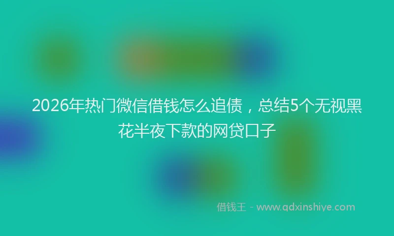 2026年热门微信借钱怎么追债，总结5个无视黑花半夜下款的网贷口子