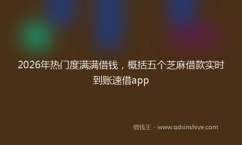 2026年热门度满满借钱，概括五个芝麻借款实时到账速借app