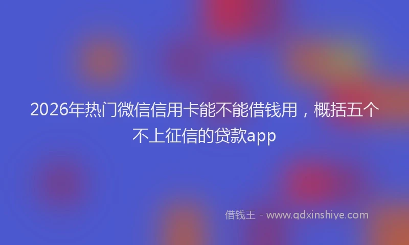 2026年热门微信信用卡能不能借钱用，概括五个不上征信的贷款app