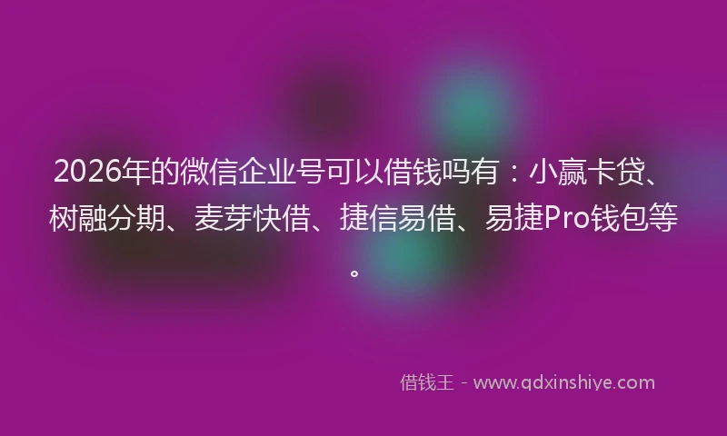 2026年的微信企业号可以借钱吗有：小赢卡贷、树融分期、麦芽快借、捷信易借、易捷Pro钱包等。
