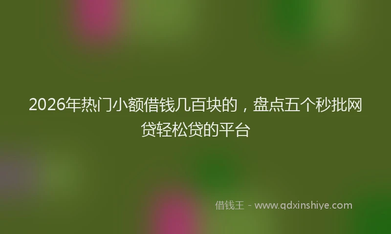 2026年热门小额借钱几百块的,盘点五个秒批网贷轻松贷的平台