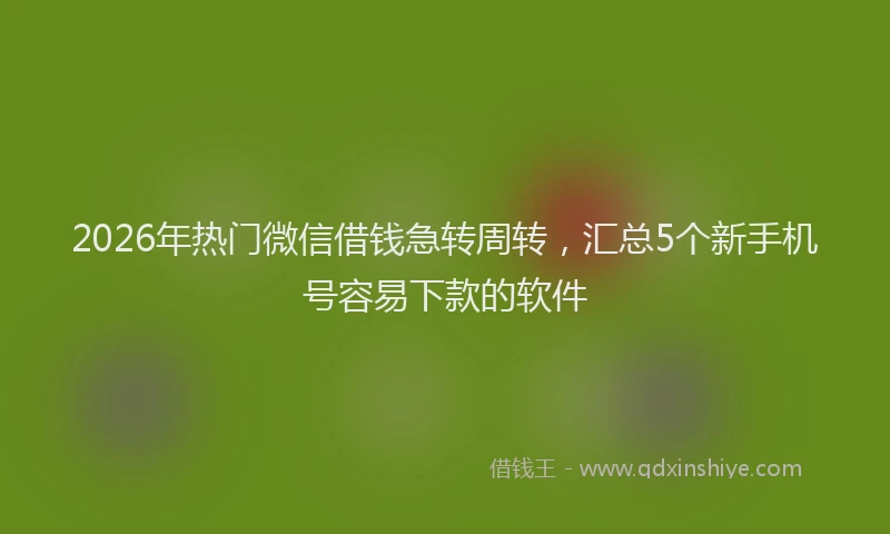2026年热门微信借钱急转周转，汇总5个新手机号容易下款的软件