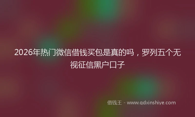 2026年热门微信借钱买包是真的吗，罗列五个无视征信黑户口子