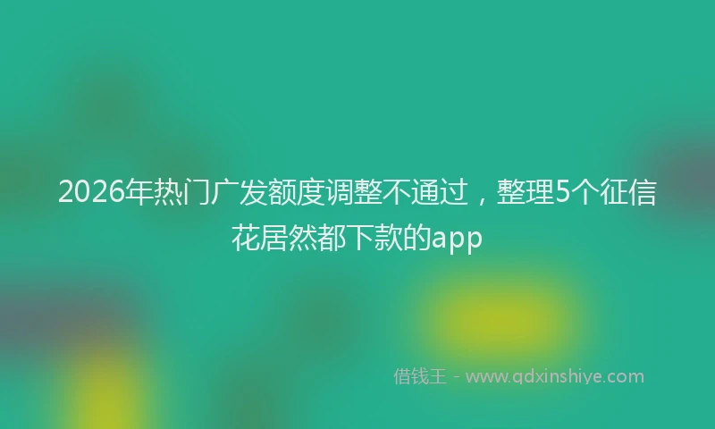 2026年热门广发额度调整不通过，整理5个征信花居然都下款的app