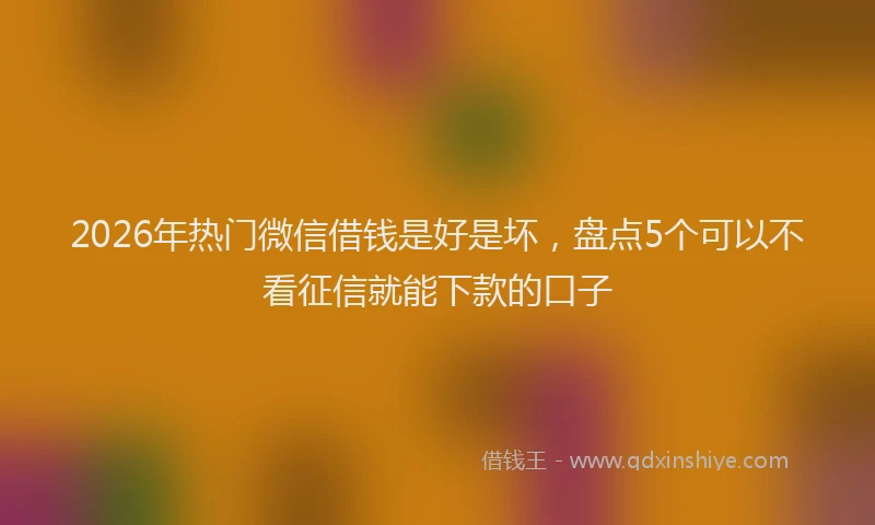 2026年热门微信借钱是好是坏，盘点5个可以不看征信就能下款的口子