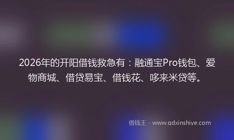 2026年的开阳借钱救急有：融通宝Pro钱包、爱物商城、借贷易宝、借钱花、哆来米贷等。