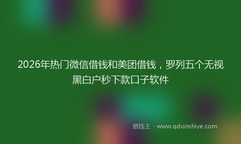 2026年热门微信借钱和美团借钱，罗列五个无视黑白户秒下款口子软件
