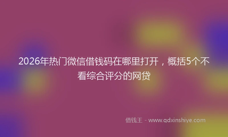 2026年热门微信借钱码在哪里打开，概括5个不看综合评分的网贷