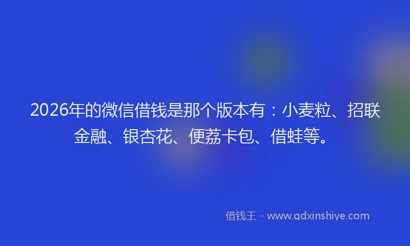 2026年的微信借钱是那个版本有：小麦粒、招联金融、银杏花、便荔卡包、借蛙等。