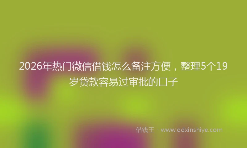 2026年热门微信借钱怎么备注方便，整理5个19岁贷款容易过审批的口子