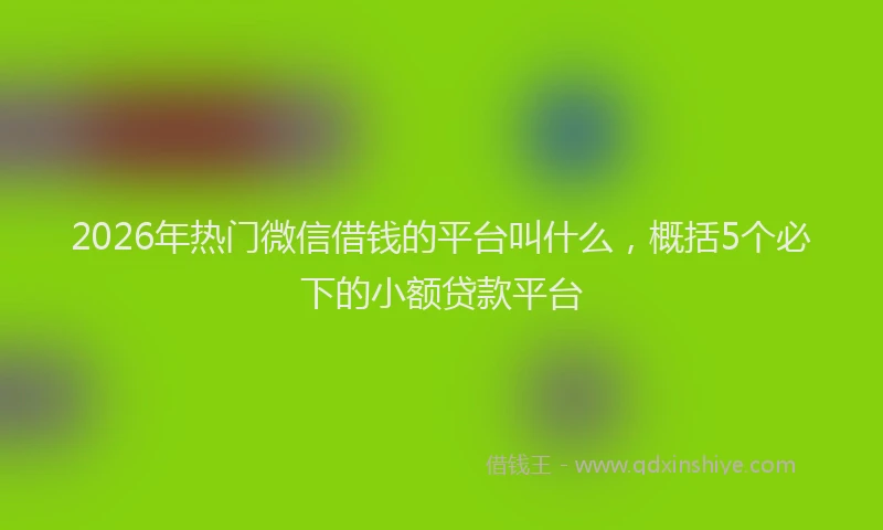 2026年热门微信借钱的平台叫什么，概括5个必下的小额贷款平台