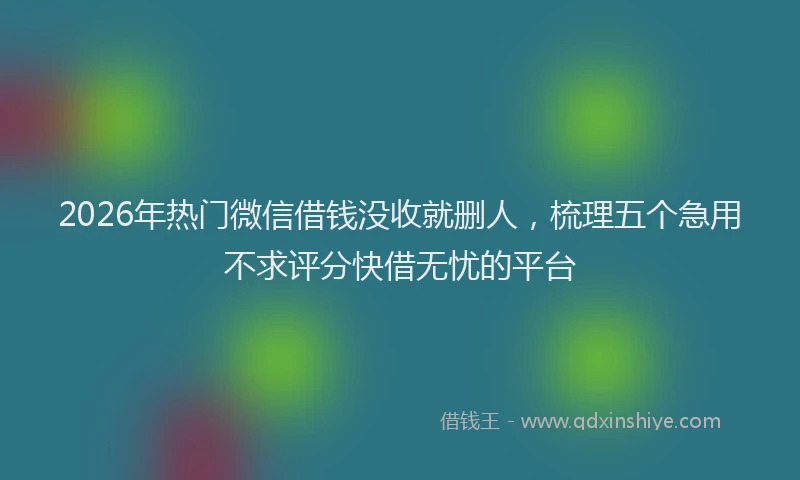 2026年热门微信借钱没收就删人，梳理五个急用不求评分快借无忧的平台