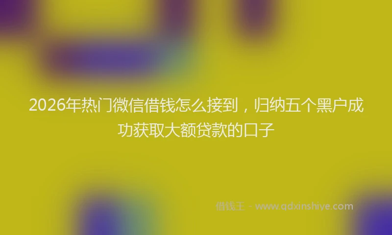 2026年热门微信借钱怎么接到,归纳五个黑户成功获取大额贷款的口子