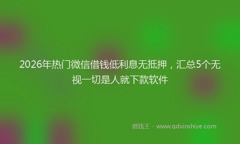 2026年热门微信借钱低利息无抵押，汇总5个无视一切是人就下款软件