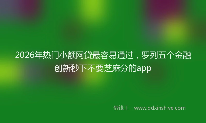 2026年热门小额网贷最容易通过，罗列五个金融创新秒下不要芝麻分的app