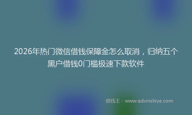 2026年热门微信借钱保障金怎么取消，归纳五个黑户借钱0门槛极速下款软件