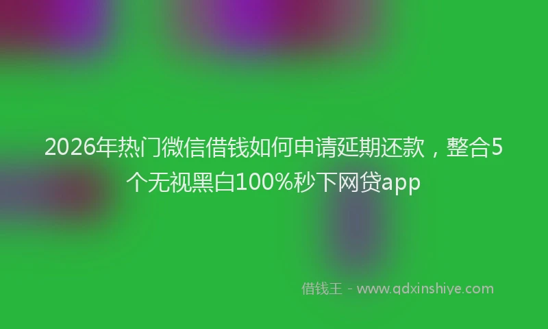 2026年热门微信借钱如何申请延期还款，整合5个无视黑白100%秒下网贷app