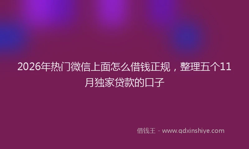 2026年热门微信上面怎么借钱正规，整理五个11月独家贷款的口子