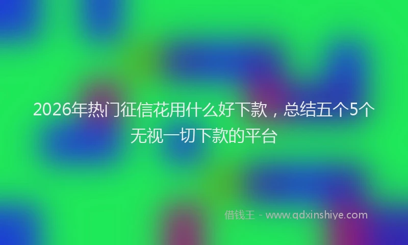 2026年热门征信花用什么好下款，总结五个5个无视一切下款的平台