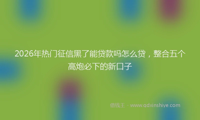 2026年热门征信黑了能贷款吗怎么贷，整合五个高炮必下的新口子