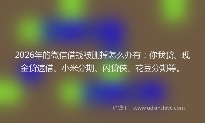 2026年的微信借钱被删掉怎么办有：你我贷、现金贷速借、小米分期、闪贷侠、花豆分期等。