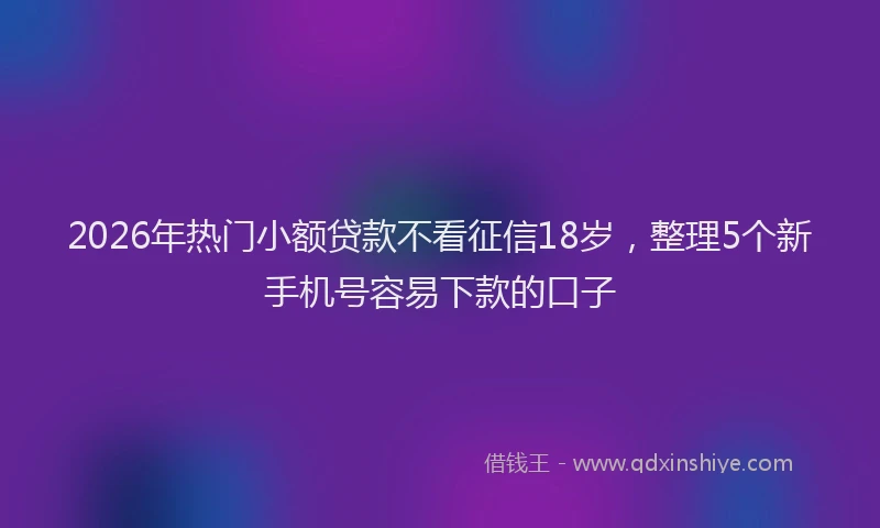 2026年热门小额贷款不看征信18岁，整理5个新手机号容易下款的口子