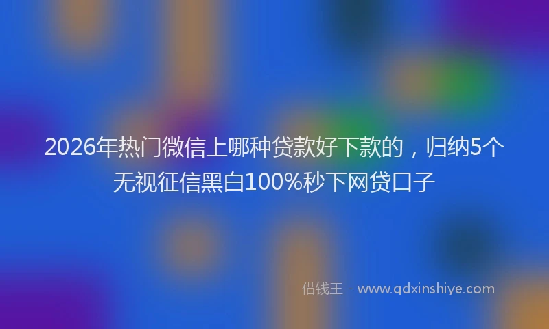 2026年热门微信上哪种贷款好下款的，归纳5个无视征信黑白100%秒下网贷口子