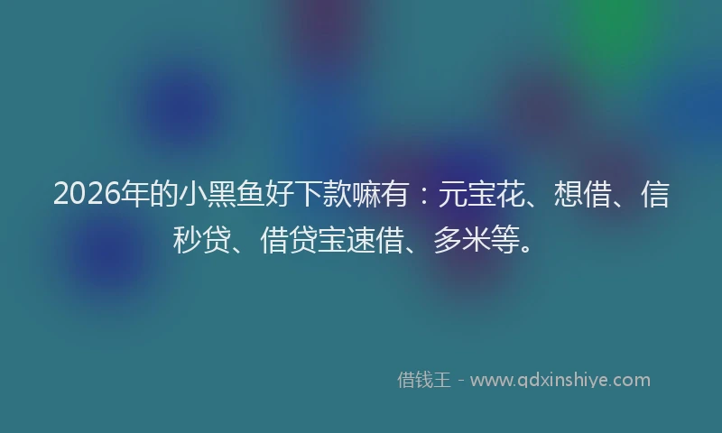 2026年的小黑鱼好下款嘛有:元宝花、想借、信秒贷、借贷宝速借、多米等。