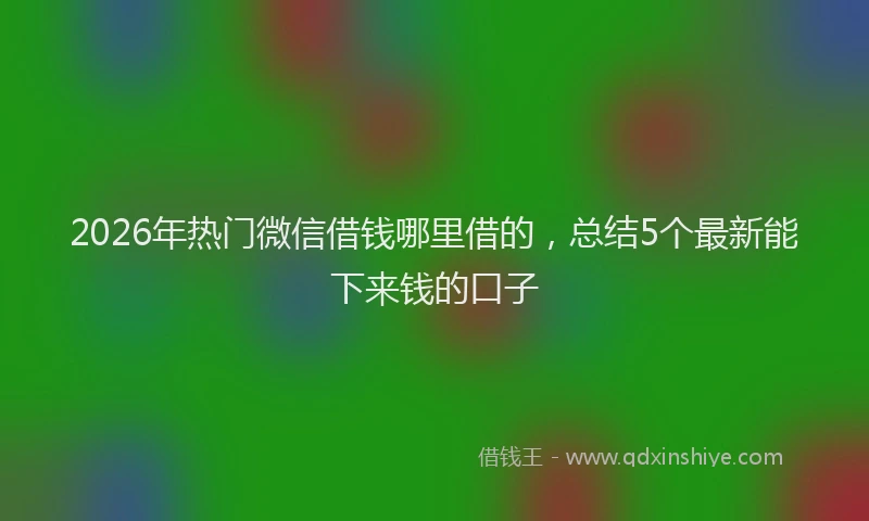 2026年热门微信借钱哪里借的，总结5个最新能下来钱的口子