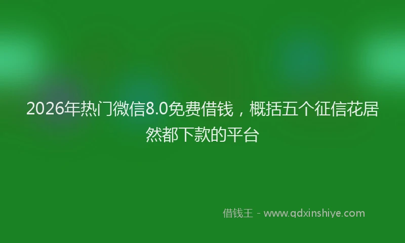 2026年热门微信8.0免费借钱，概括五个征信花居然都下款的平台