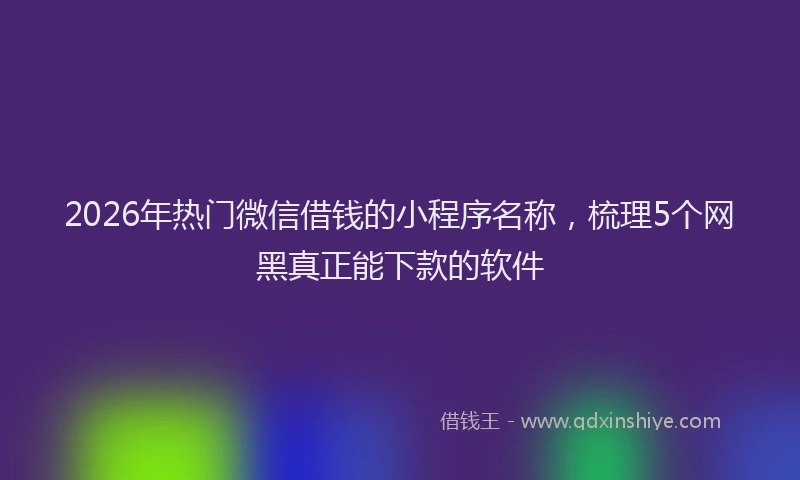 2026年热门微信借钱的小程序名称，梳理5个网黑真正能下款的软件
