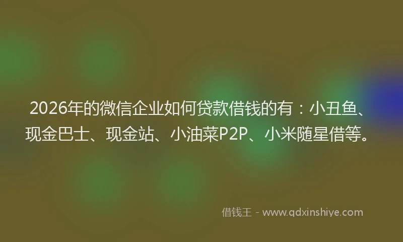 2026年的微信企业如何贷款借钱的有：小丑鱼、现金巴士、现金站、小油菜P2P、小米随星借等。