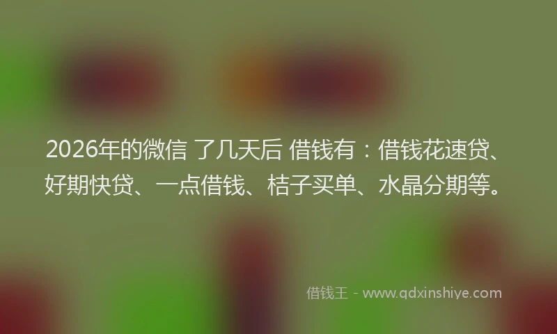 2026年的微信 了几天后 借钱有：借钱花速贷、好期快贷、一点借钱、桔子买单、水晶分期等。