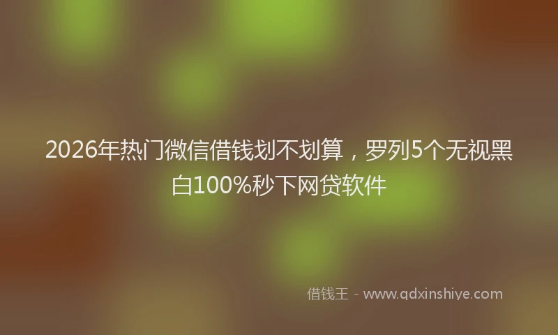 2026年热门微信借钱划不划算，罗列5个无视黑白100%秒下网贷软件