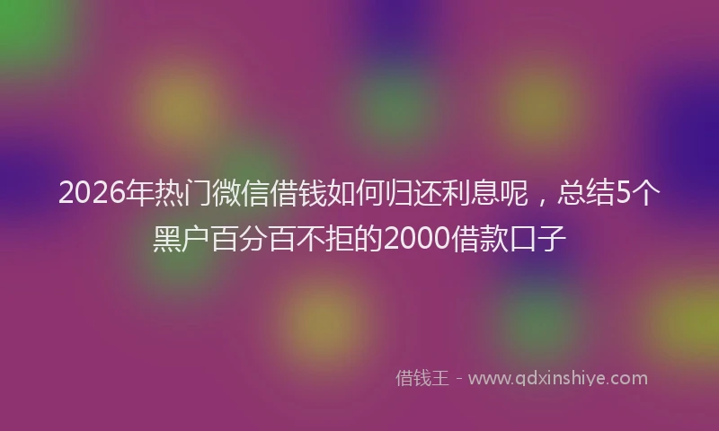 2026年热门微信借钱如何归还利息呢，总结5个黑户百分百不拒的2000借款口子