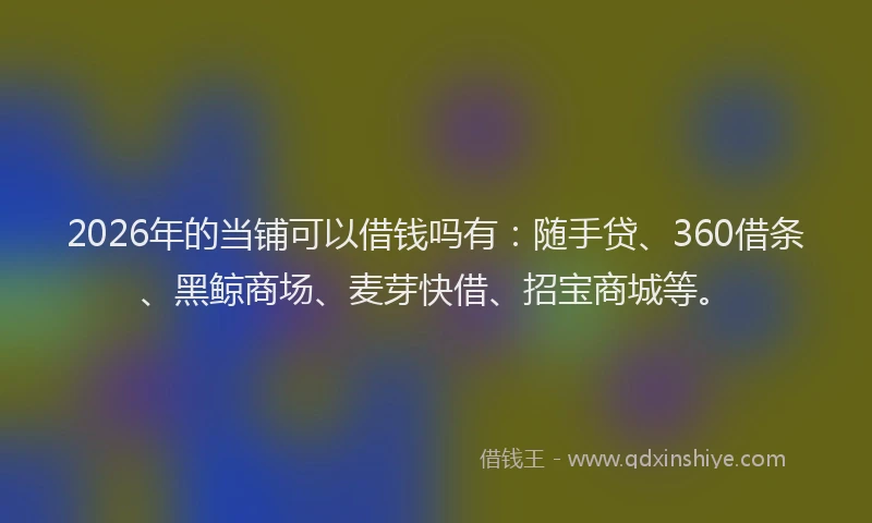 2026年的当铺可以借钱吗有：随手贷、360借条、黑鲸商场、麦芽快借、招宝商城等。