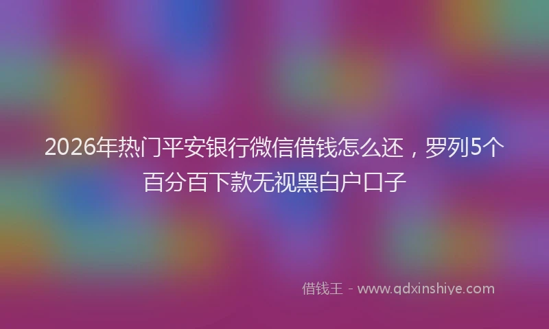 2026年热门平安银行微信借钱怎么还，罗列5个百分百下款无视黑白户口子