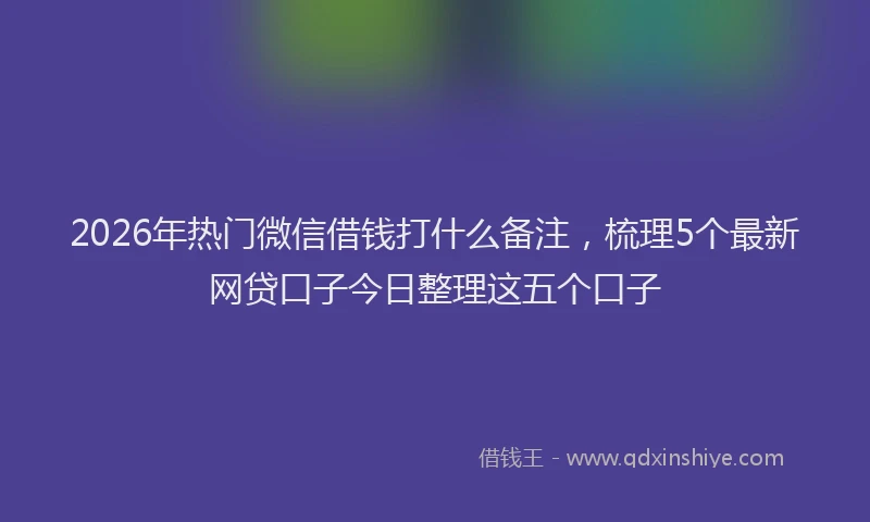 2026年热门微信借钱打什么备注，梳理5个最新网贷口子今日整理这五个口子