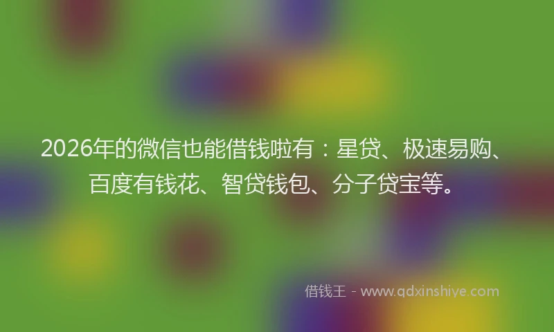 2026年的微信也能借钱啦有：星贷、极速易购、百度有钱花、智贷钱包、分子贷宝等。