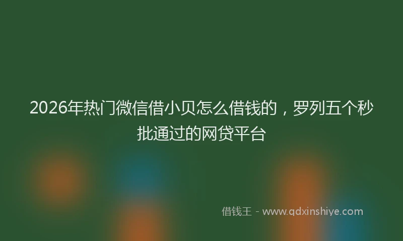 2026年热门微信借小贝怎么借钱的，罗列五个秒批通过的网贷平台